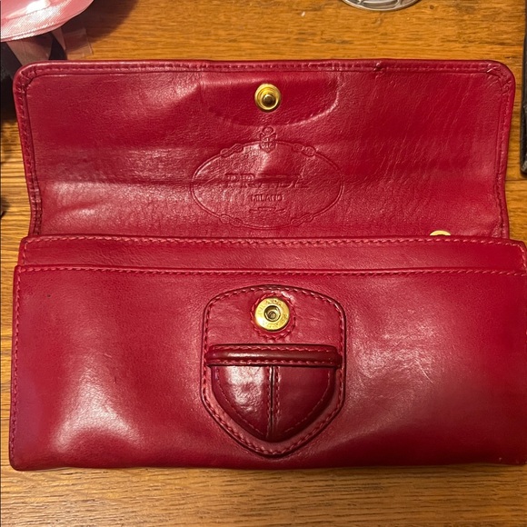 Prada Vintage Koala Red Leather Long Wallet w/ COA - Picture 2 of 5